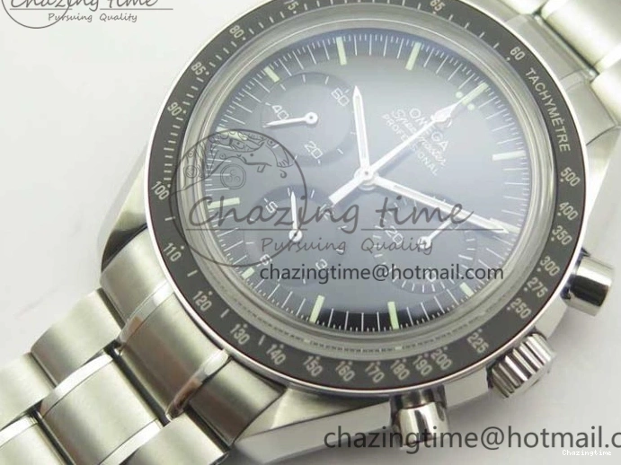 0114 Durable Speedmaster Professional SS OMF Best Edition Black Dial on SS Bracelet Manual Winding Chrono Movement 7995